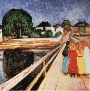Edvard Munch Four girls on a bridge oil painting artist